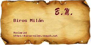Biros Milán névjegykártya